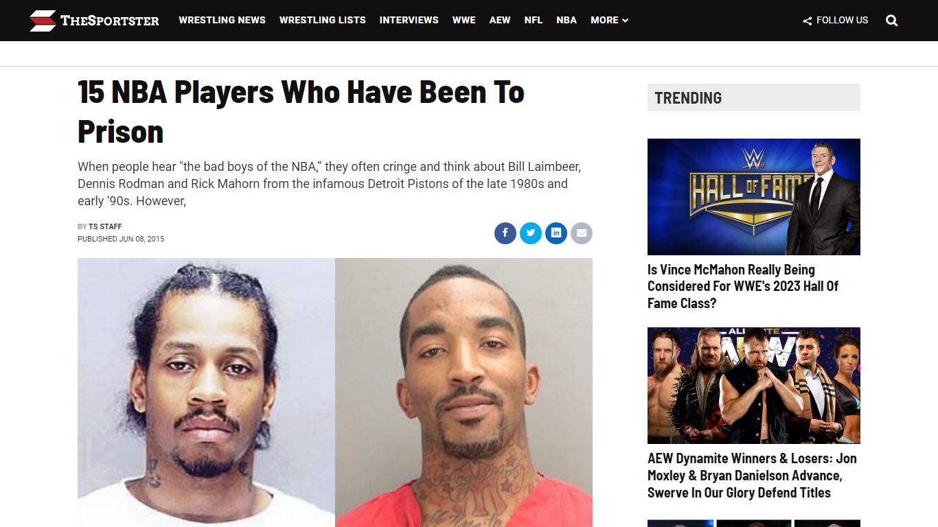 15 NBA Players Who Have Been To Prison - TheSportster